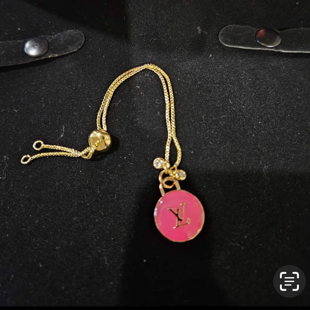 Louis Vuitton Gold and Pink Pendant Bracelet